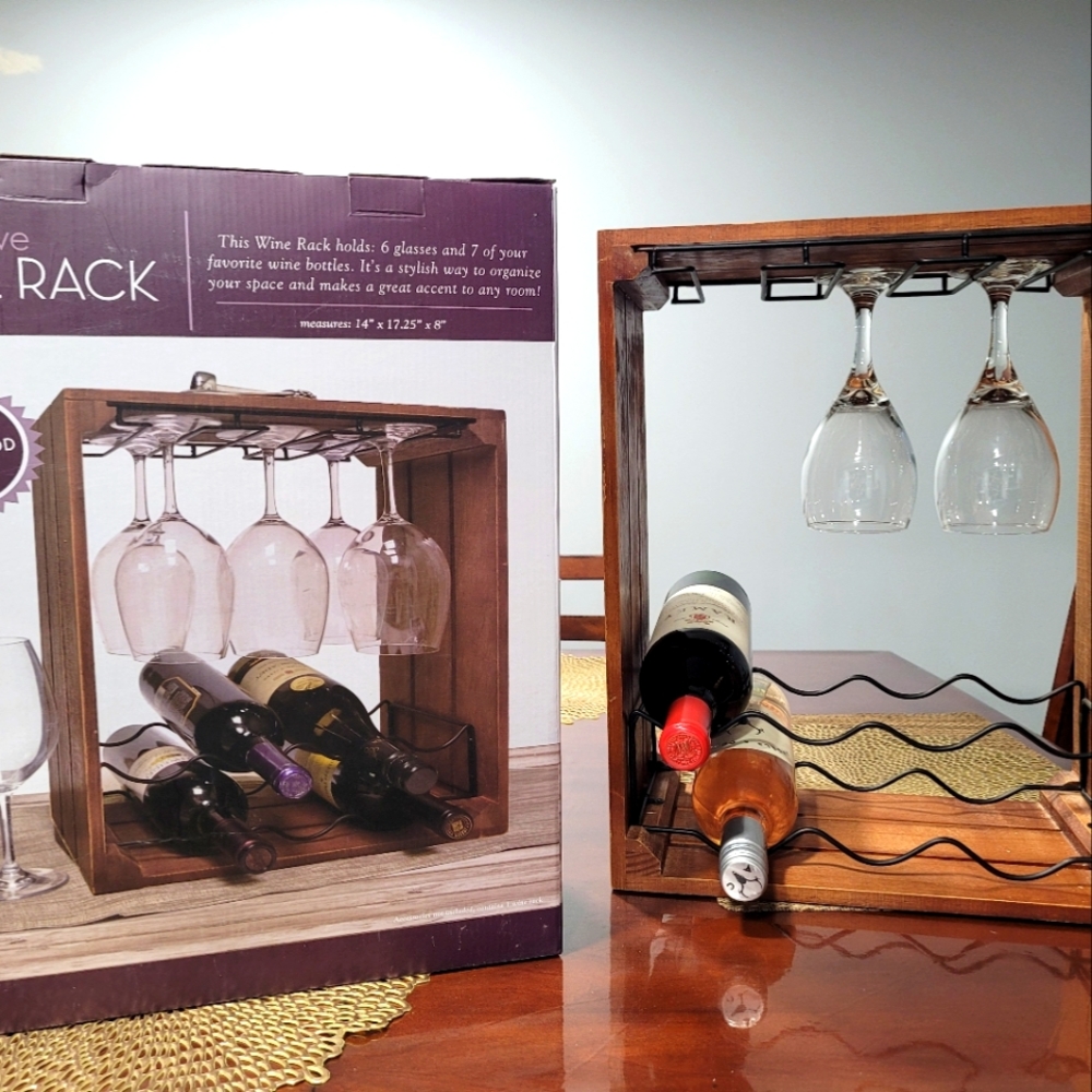 Farmhouse Wooden & Metal Wine Rack 🍷